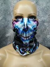 Colorful Jeweled Lady Skeleton Face Mask Neck Gaiter Costume Day of Dead... - $13.80 CAD
