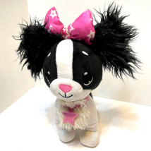 Just Play Wish Me Plush Pet Puppy Dog Black White Pink Bow Sound Works Great - £9.13 GBP