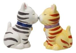 Ebros Kissing Orange And Gray Striped Tabby Cats Salt And Pepper Shakers... - $17.99