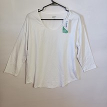 LANDS&#39; END Women&#39;s White Long Sleeve Top Size M 10-12 Soft Stretch Cotto... - $272.80 MXN