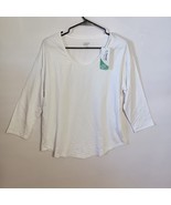 LANDS&#39; END Women&#39;s White Long Sleeve Top Size M 10-12 Soft Stretch Cotto... - $272.80 MXN