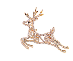 Vintage look stunning rose gold silver plated christmas reindeer brooch pin jj44 - £13.60 GBP