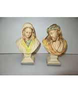 Beautiful Vintage Chalkware Jesus And Mary Bust Figurines/Wall Hangings-... - $75.15 CAD