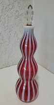 Fenton Wine Decanter Red White Stripped Opalescent Cranberry  14&quot; - $86.86