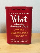 Vintage 50s Velvet Pipe & Cigarette Tobacco tin/packaging 1 5/8oz image 2