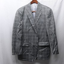 Bespoke 46 Long Gray Plaid All Season Wool 2 Bttn Blazer Suit Jacket Spo... - $34.99