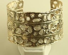 Vintage Sterling Silver OR PAZ Openwork Holes Cuff Bracelet - £154.28 GBP