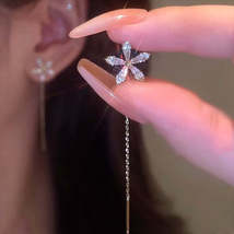 Flower Tassel Earrings with Shiny Gems  perfect female gift - £11.94 GBP
