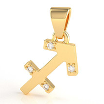 Sagittarius Zodiac Sign Diamond Pendant In Solid 14k Yellow Gold - £159.04 GBP