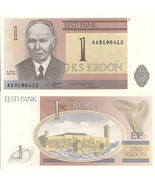 Estonia P69, 1 Kroon, painter Kristjan Raud / Toompea Castle 1992 UNC $5... - $94.45 MXN