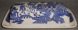 Churchill Willow Blue Pattern 1/4 Lb Butter Dish Made In England - £55.38 GBP