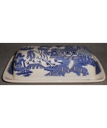 Churchill WILLOW BLUE PATTERN 1/4 lb BUTTER DISH Made in England - £55.10 GBP