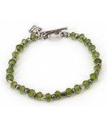 RARE Retired Silpada 6mm Faceted Green Glass Beaded Toggle Bracelet B1447 - £47.12 GBP
