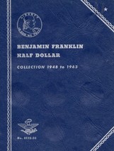 Empty Whitman Franklin Half Dollar Coin Folder Album #9032 1948-1963 - $13.08