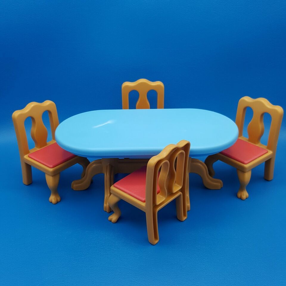Little Tikes Grand Mansion Dollhouse Dining Table 4 Chairs Set 5526 Dining Room - $20.78