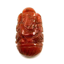 Certified 3.19Ct Real Italian Red Coral Carved LorAd Ganesha God Statue Religiou - £42.32 GBP