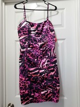 NWT NW Collections Juniors Black Fuchsia Cheetah Print Satin Prom Dress ... - £47.14 GBP