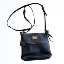 Dooney &amp; Bourke Black Pebbled Leather Medium Sized Crossbody Purse Bag - £74.54 GBP