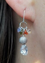 Delicate Heart Dangle Earring Charm Sphere Multicolor Short Hook Fashion Jewelry - £4.81 GBP