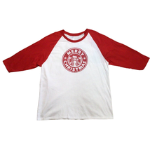 Starbucks Merry Christmas 3/4 Sleeve Shirt Top XL Gildan Red White 918A - £22.72 GBP