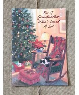 Sweet Kitty Cat Sleeping In Rocking Chair By Christmas Tree Card For Gra... - £3.95 GBP