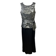 YL by Yair Dress Sleeveless Formal Grey Glitter Vent USA Women Size 6 Belted VTG - $37.99