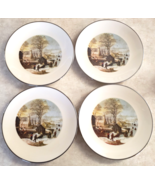 Lenox Special 4 Salad / Dessert Plates Pilgrim Town Scene Ivory W Platin... - $64.46 CAD
