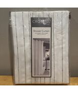 Croscill Fabric Shower Curtain Starbright Silver Shiney Stripe Embroider... - $455.28 MXN