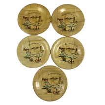 Vintage Curacao N. A 4” Bamboo Appetizer Set Of 5 Coasters Trinket Dish Map - £9.55 GBP