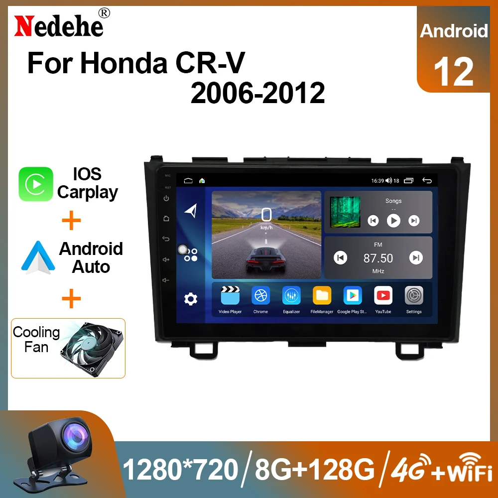 2 Din Car Radio Android 12 Carplay 8G 128G For Honda CRV CR-V 2006 - 2012 - £101.27 GBP+