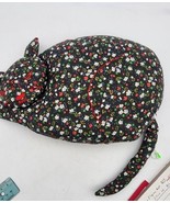Vtg Handmade Pillow Cat Black With Floral Design - $380.59 MXN