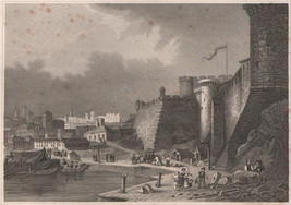 ca 1850 Original Steel Engraving Brest France Port Veduta Fort Antique View - £29.33 GBP