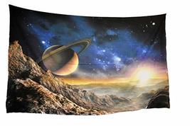 Traditional Jaipur Saturn Planet Tapestry Mountains Tapestry 3D Printing Galaxy  - £23.97 GBP