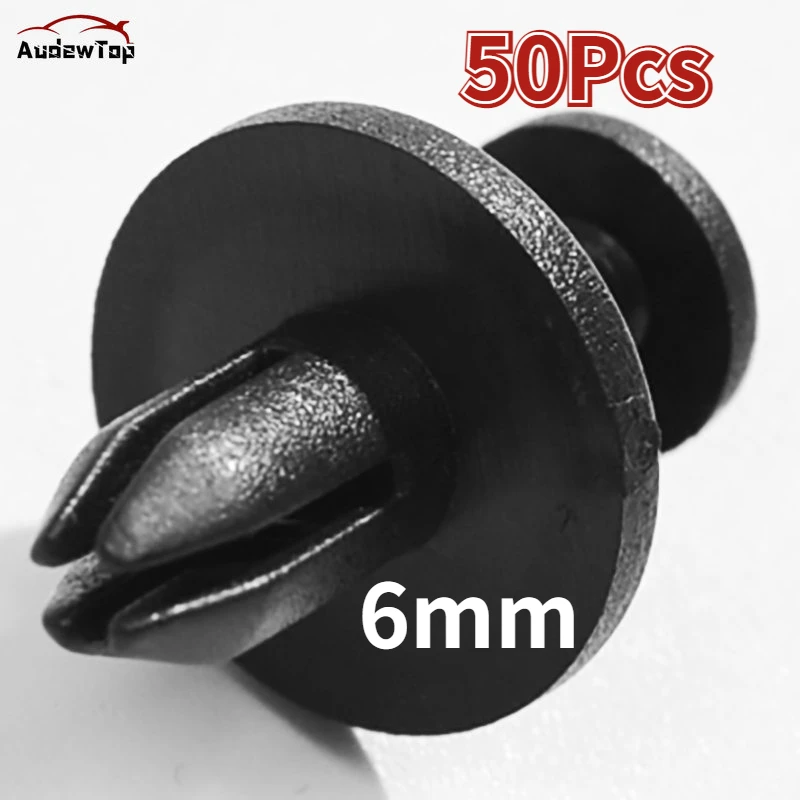 50Pcs 6mm Auto Bumper Plastic Fastener Hole Rivet Retainer Push Engine Cover Car - £9.84 GBP