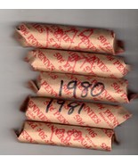 Lincoln Pennies Coin Lot of 5 Coin Rolls of Vintage Lincoln Pennies 1978... - £3.87 GBP