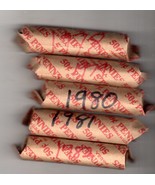 Lincoln Pennies Coin Lot of 5 Coin Rolls of Vintage Lincoln Pennies 1978... - $4.85