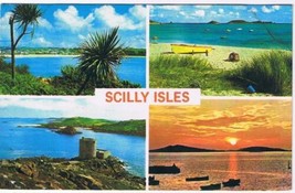 England UK  Postcard Scilly Isles Multi Par Beach Sunset Samson Cromwell Castle - £2.38 GBP