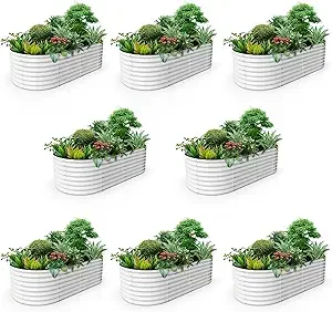 A ANLEOLIFE 2 Set 8X4X2 ft Galvanized Raised Garden Bed Kit Oval 0408 white - $2,881.94 CAD