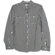 Croft &amp; Barrow Womens Blouse Size M Long Sleeve Button Front White Black Check - £10.40 GBP