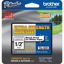 Brother TZ-ES231CS Label Maker Tape 0.47&quot;W Black On White 917893 - £11.86 GBP