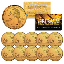 2004 Florida State Quarters U.S. Mint Bu Coins 24K Gold Plated (Lot Of 10) - £14.91 GBP