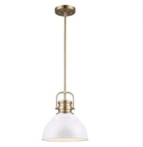 Shelston 10 in. 1-Light White / Brass Farmhouse Pendant Light Fixture W/ Glass - £22.17 GBP