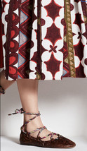 Valentino Santeria Leather Printed Ankle Tie Ballerina Flats Size 37 US ... - £118.70 GBP