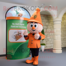 Peach Irish Castle mascot costume character dressed with a Rash Guard and Berets - £994.62 GBP