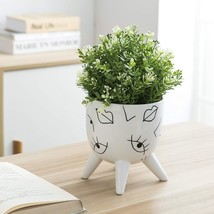 Ceramic Flower Pot Vase Irregular Facial Features Design Elegant Decorative - £7.82 GBP