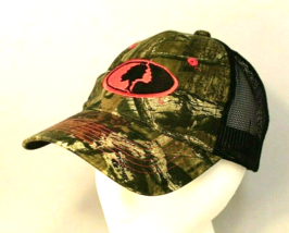 Mossy Oak Green Camouflage Baseball Hat Cap Pink Logo Adjustable Mesh Back - £8.11 GBP