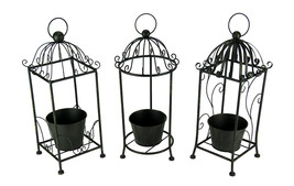 Vintage Scroll Tall Metal Candle Cage Planter Set of 3 - £41.03 GBP