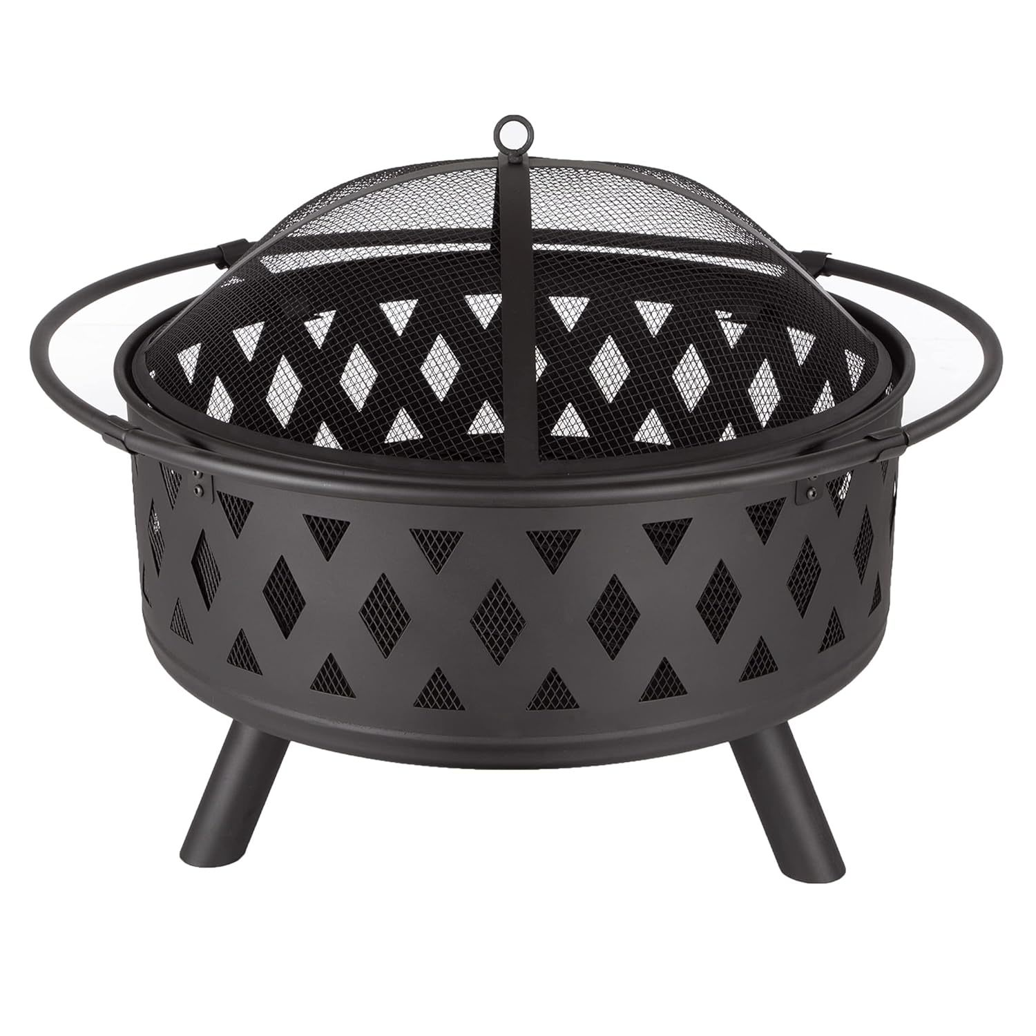 Fire Pit Set, Wood Burning Pit - Includes Screen, Cover and Log Poker - Great fo