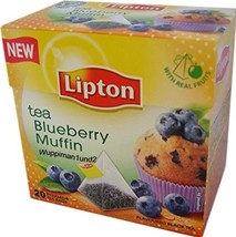 Lipton Black Tea - Blueberry Muffin - Premium Pyramid Tea Bags (20 Count Box) [P - £19.61 GBP