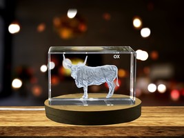 LED Base included | Majestic Ox Crystal Carvings | Exquisite Gems Etched... - $484.45 MXN+